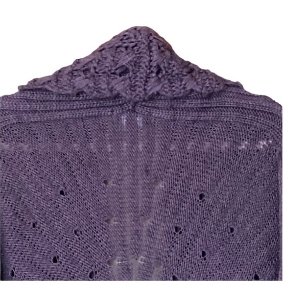 Roz & Ali Purple Crochet Wool Cocoon Cardigan Sweater Plus Size 22/24 - Picture 4 of 8